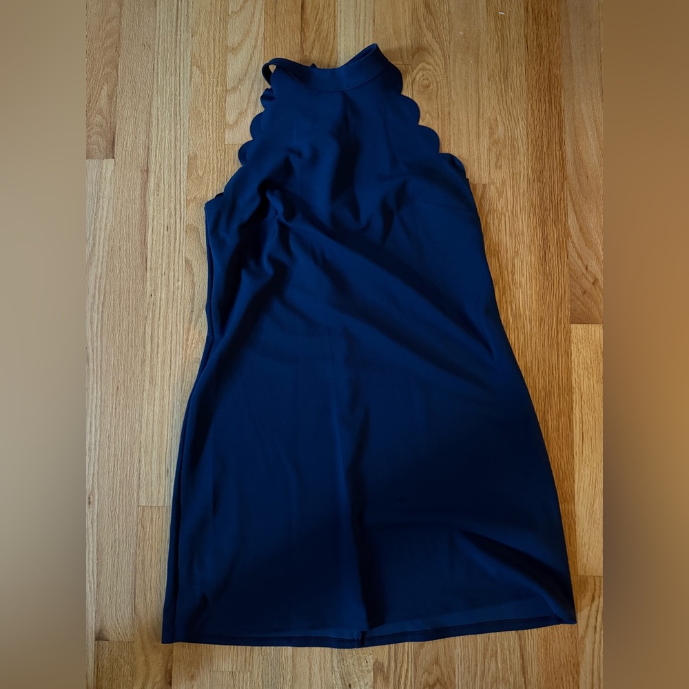 BCX | Scalloped Halter Dress | Scuba | Navy | Above Knee | L
